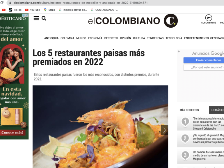Los 5 restaurantes paisas más premiados en 2022